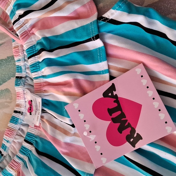 NWT,Adorable,Girl'sCold Shoulder,Pink,Blue,White,Striped, Jumpsuit🩷🤍💙 - Picture 6 of 11